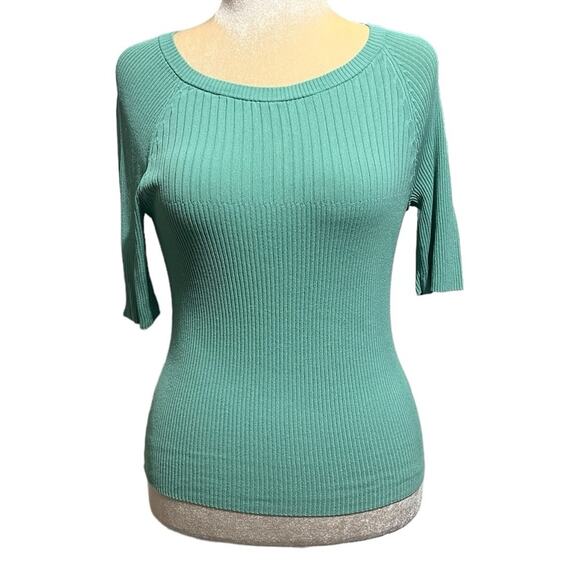 MaxMara Blue/Green Samara Round Neck Short Sleeve Knit Top - Large - Picture 1 of 8